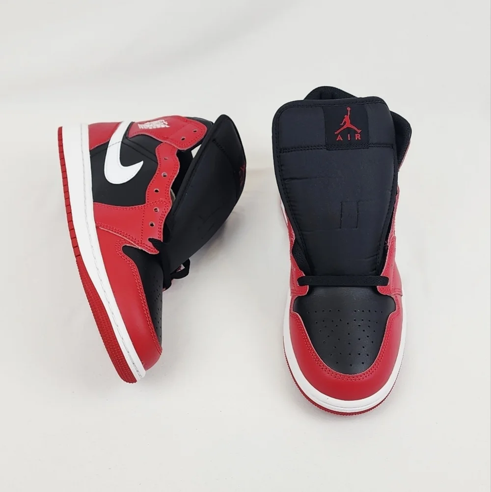 Air Jordan 1 Mid Sneakers Black/Gym Red/White